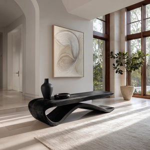 Luxury Curved Wooden Bench For Living Room