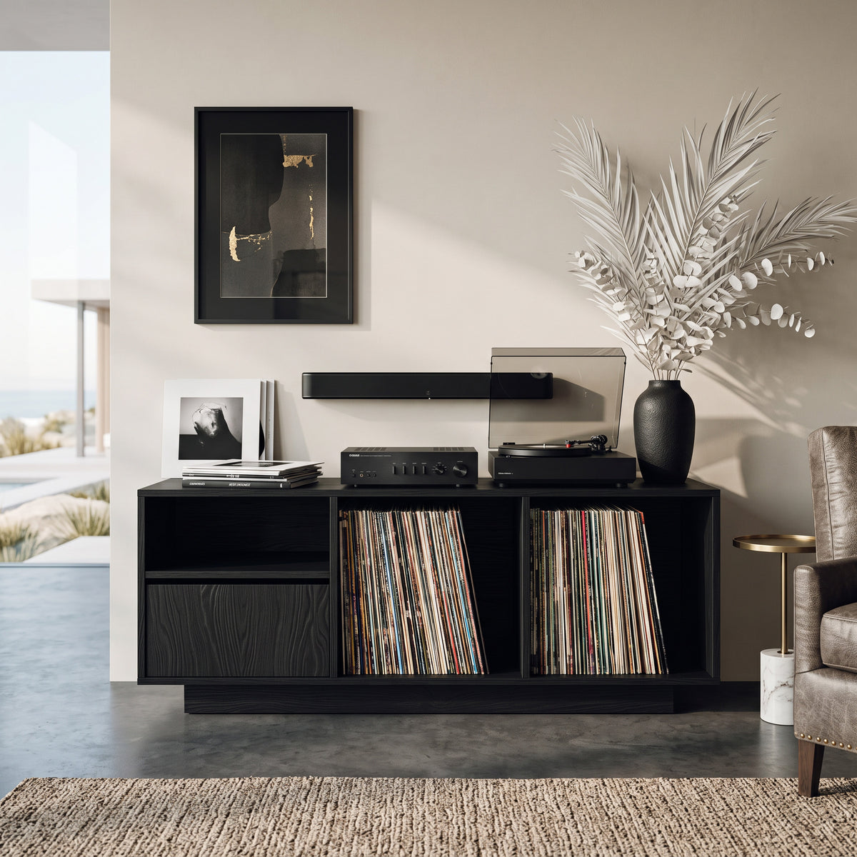 Contemporary Turntable Record Cabinet For Living Room