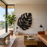 Large Wooden Tropical Leaf Bookshelf For Living Room