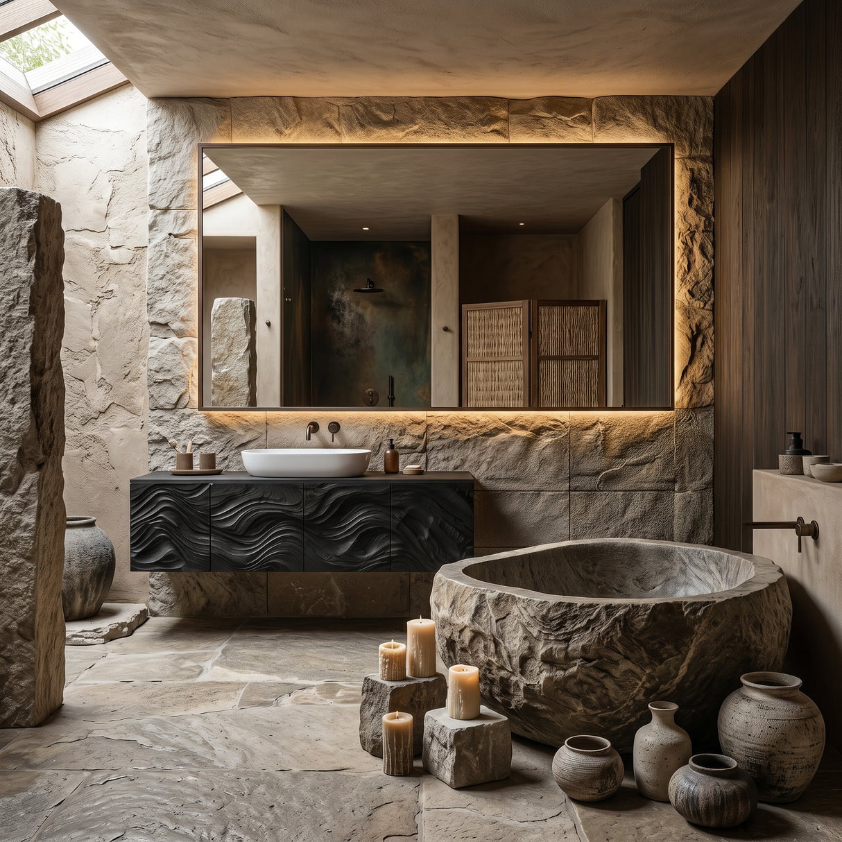Wooden Floating Bathroom Vanity Wave Carved Cabinet For Bathroom Remodel