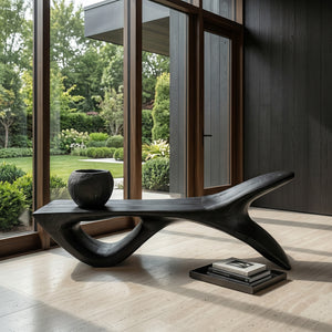 Luxury Wooden Bench With Fish Tail Shape For Living Room