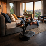 Wooden Accent Table Leaf Inspired Design For Sofa Area