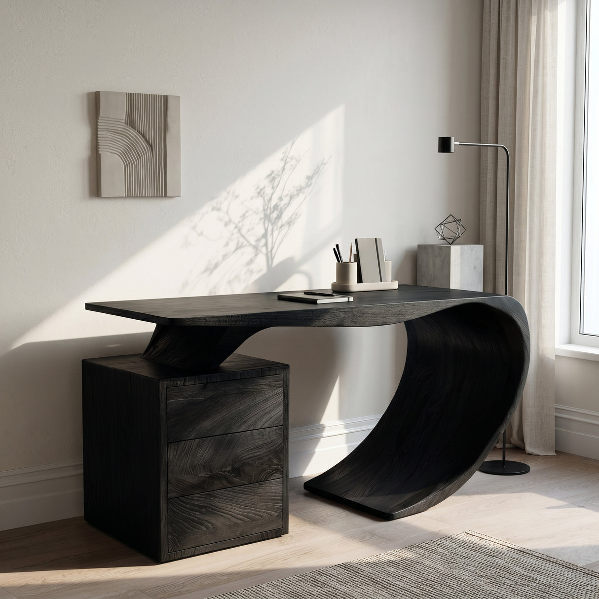 Modern Farmhouse Wood Desk For Home Office Corner