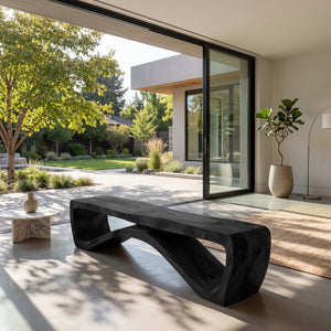 Minimalist Wooden Outdoor Bench For Front Yard Walkway