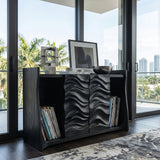 Contemporary Open Bookshelf With Carved Doors For Home Library