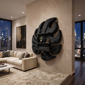 Wooden Leaf Inspired Wall Mounted Bookshelf For Living Decor