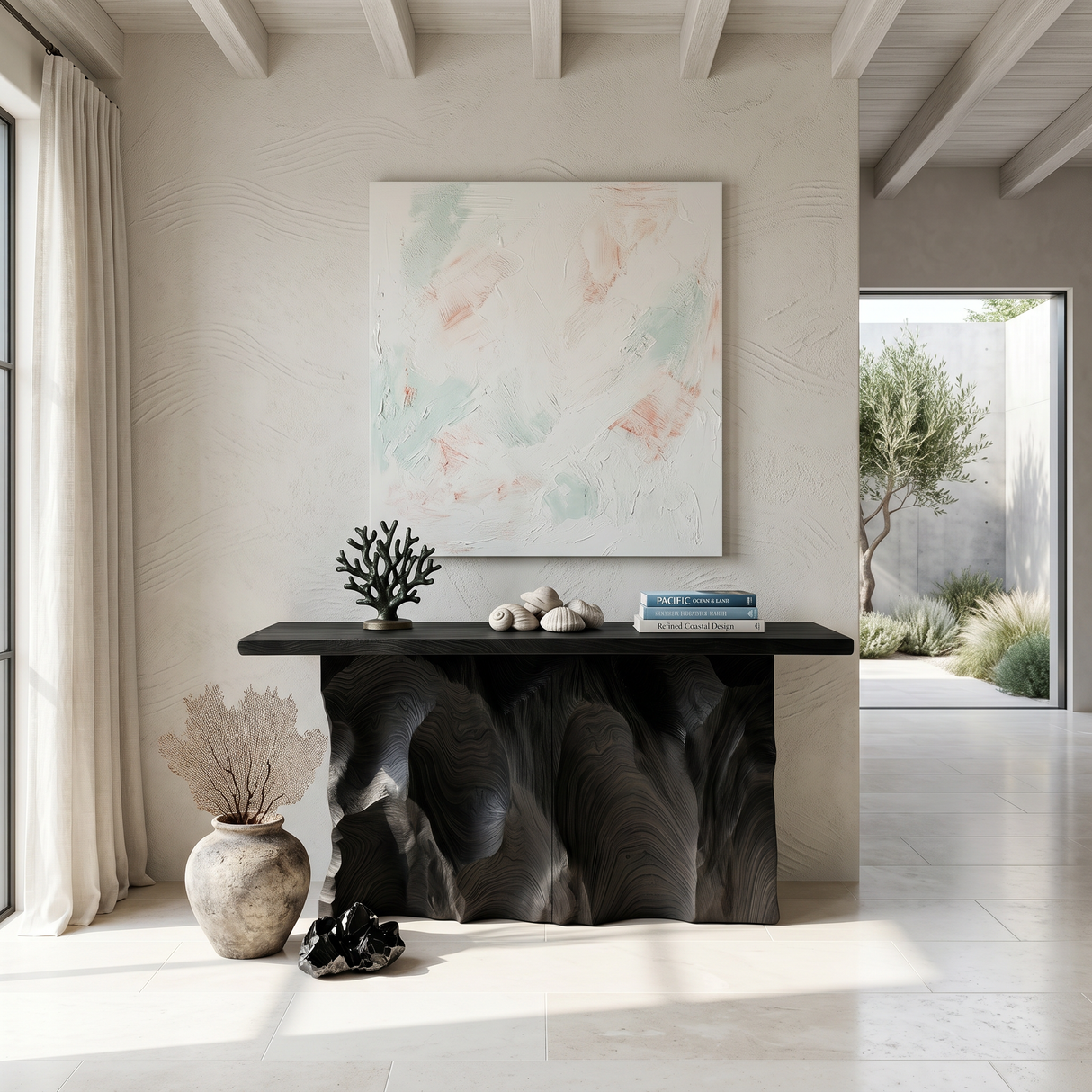 Minimalist Raw Edge Hall Table For Apartment Entryway Space