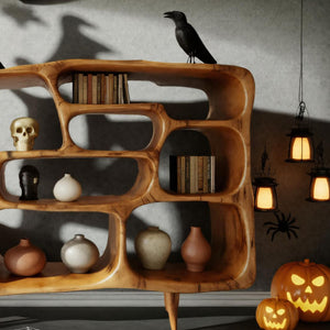 Rustic Halloween Artistic Wood Bookcase For Living Room Or Office