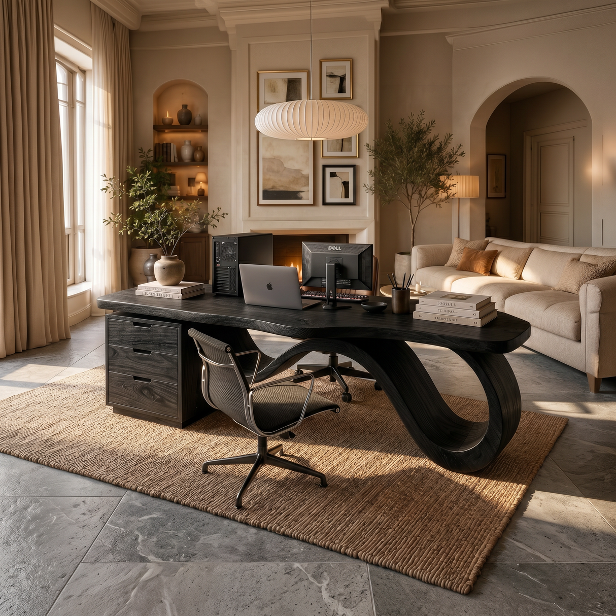 Contemporary Wave Base Executive Desk Design Studio