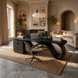 Contemporary Wave Base Executive Desk Design Studio