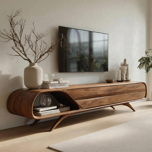 Mid Century Modern Wood TV Console For Living Room