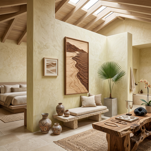 Mid Century River Landscape Wall Art For Living Room
