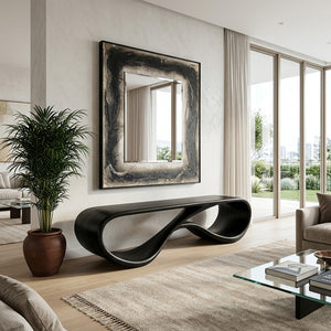 Modern Sculptural Natural Wood Bench For Entryway Decor Space