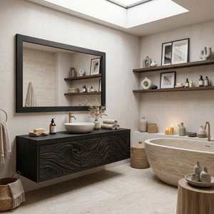 Modern Bathroom Vanity With Exquisitely Carved Front For Spa Bathroom