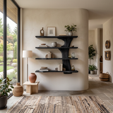 Artistic Wooden Bookshelf For Japandi Modern Interior