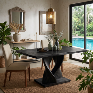 Boho Rectangular Feast Table For Coastal Dining Room