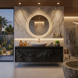 Luxury Floating Bathroom Vanity With Wave Carved Cabinet For Bathroom