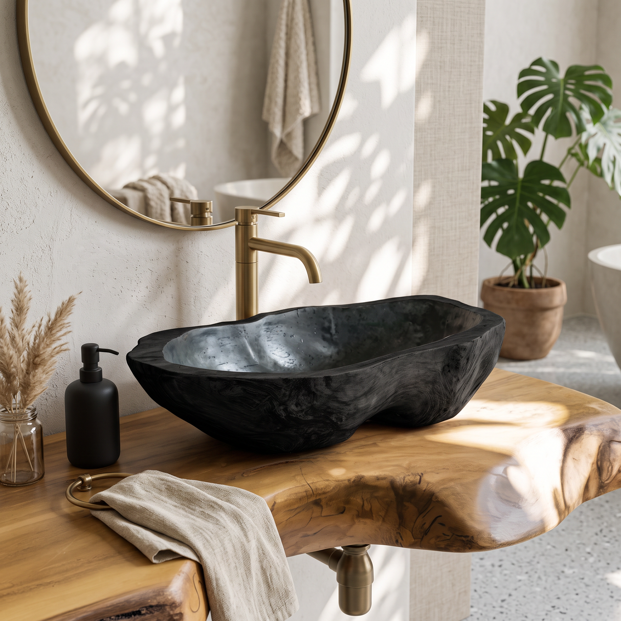 Solid Wood Sink Farmhouse Look For Bathroom Vanity Decor