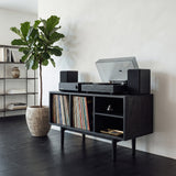 Minimalist Record Cabinet With Four Open Shelves For Interior