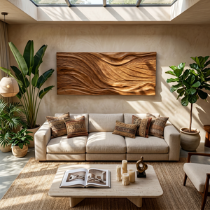 Modern Wall Art With Flowing Relief Design For Sunroom