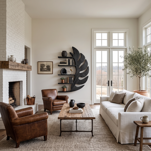 Contemporary Wooden Leaf Shape Floating Bookshelf For Home Decor