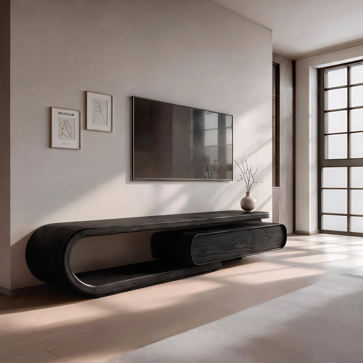 Organic Curved TV Cabinet For Modern Home