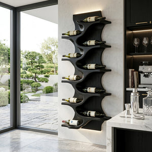 Rustic Natural Wood Wine Rack For Home Bar Wall Storage