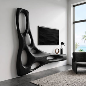 Artistic Organic Wall Mounted Media Console For Living Room