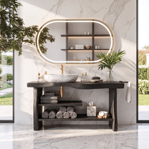 Handcrafted Wooden Storage Vanity For Bathroom Decor