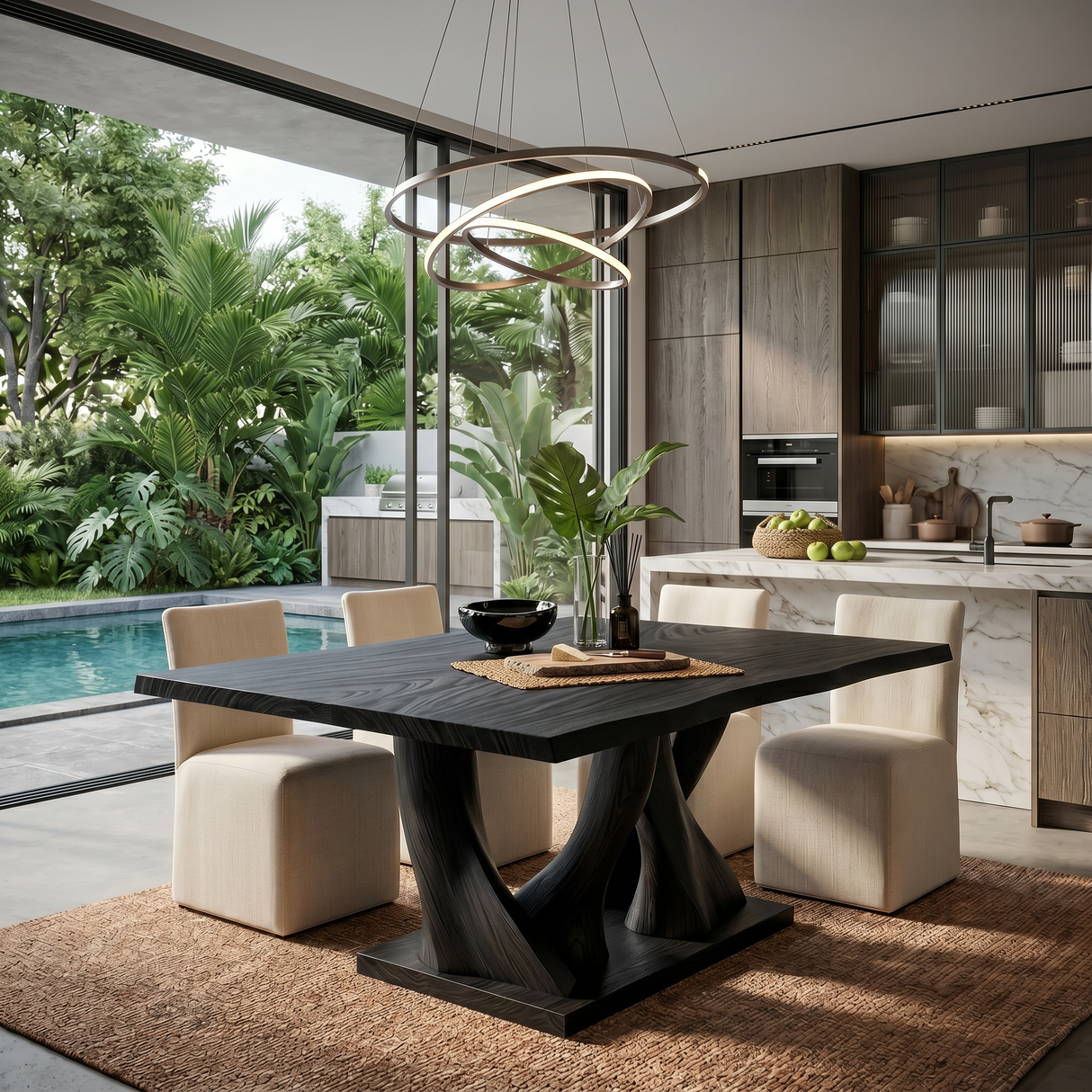 Modern Live Edge Kitchen Table For Garden Villa