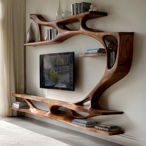 Organic Modern Sculptural Wall TV Shelf For Living Room