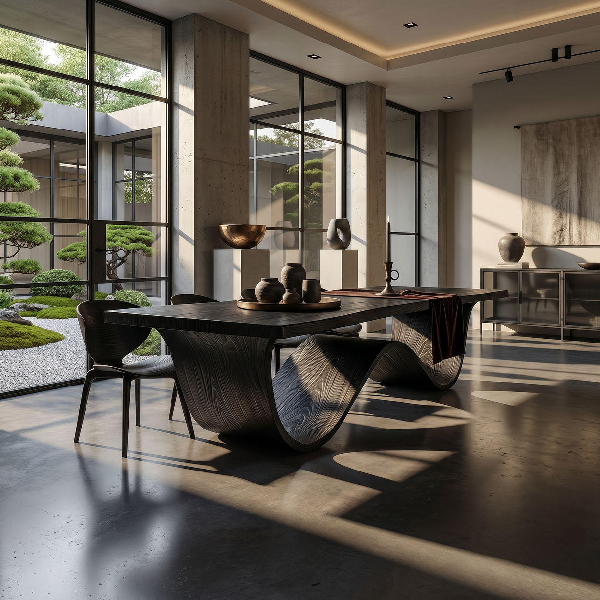 Sculptural Dining Table For Tropical Dining Space