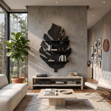 Wooden Tropical Leaf Wall Bookshelf For Living Room