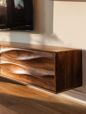 Wave Pattern Floating TV Console For Living Room Decor