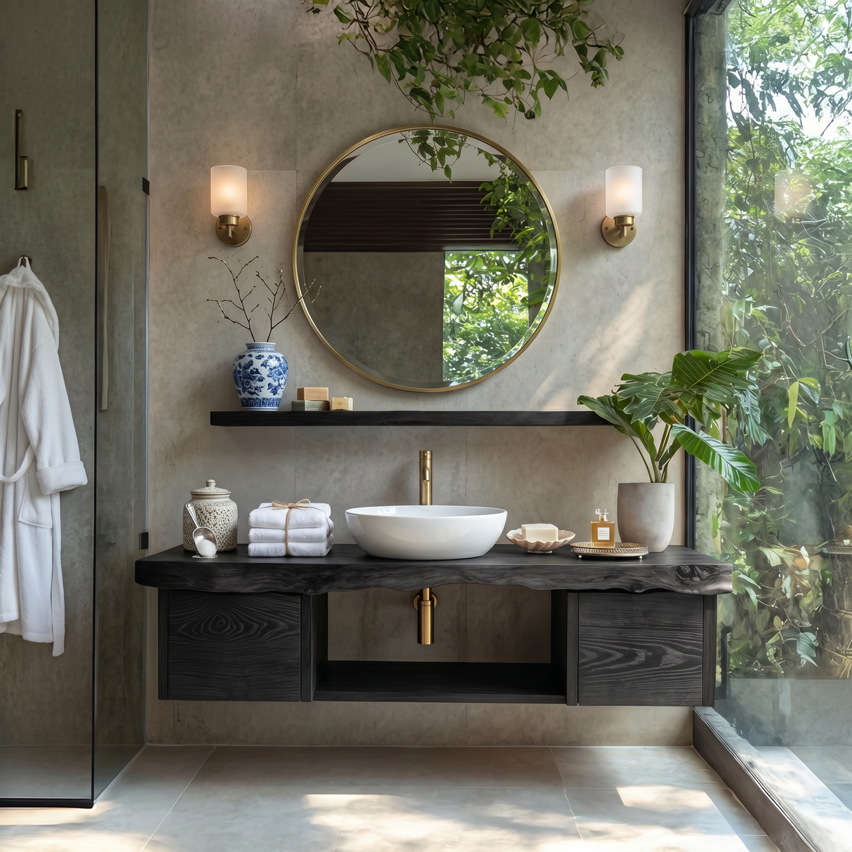 Natural Wood Floating Vanity For Bathroom Upgrade