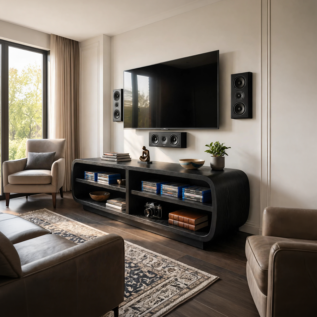 Mid Century Sculpted TV Cabinet For Living Room