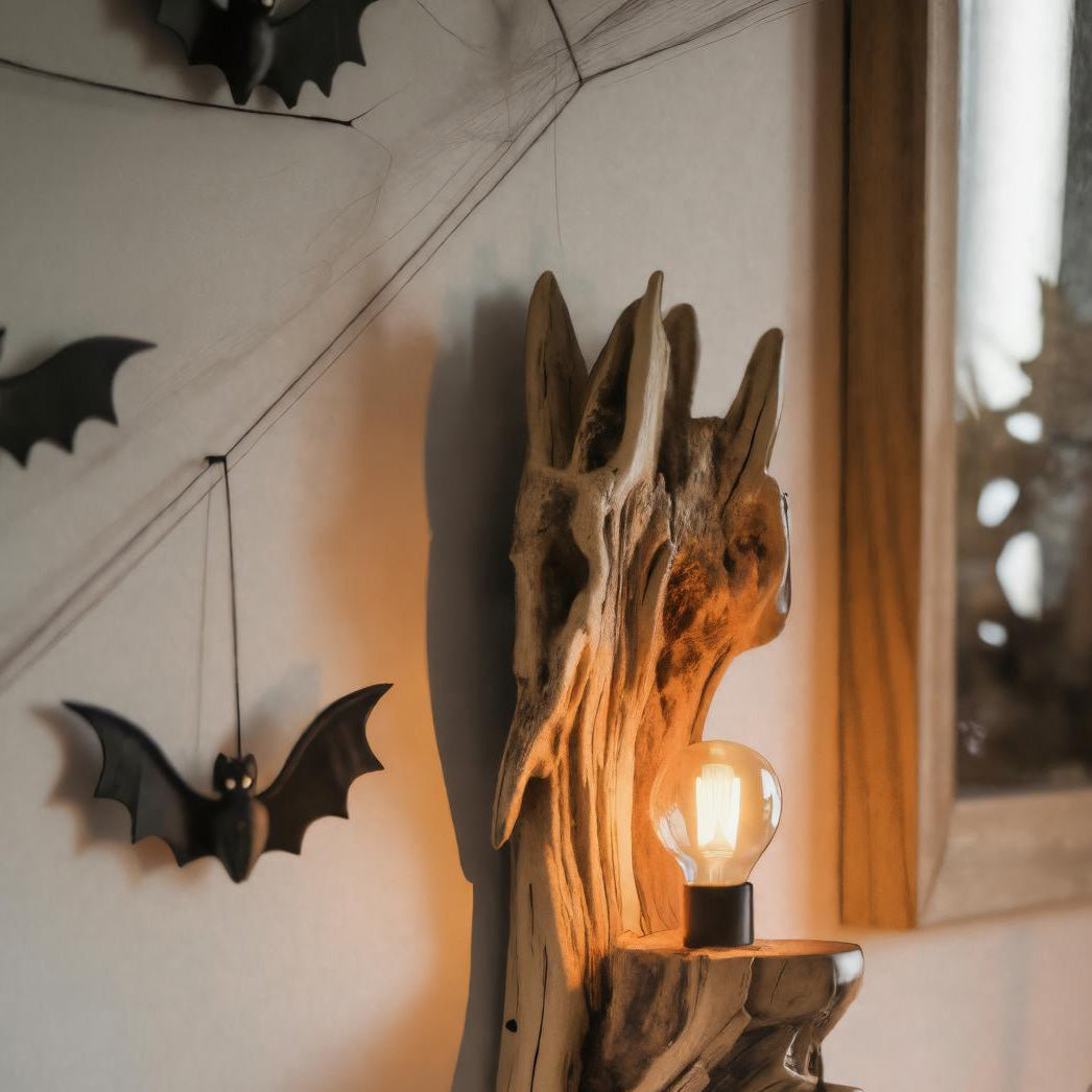 Artistic Halloween Driftwood Wall Light For Entryway Or Living Room