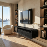 Floating Walnut TV Cabinet Vinyl Record Storage