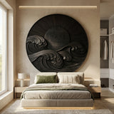 Modern Coastal Round Wave Wood Wall Art For Home