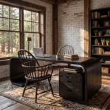 Modern Wooden Desk With Curved Base For Home Office