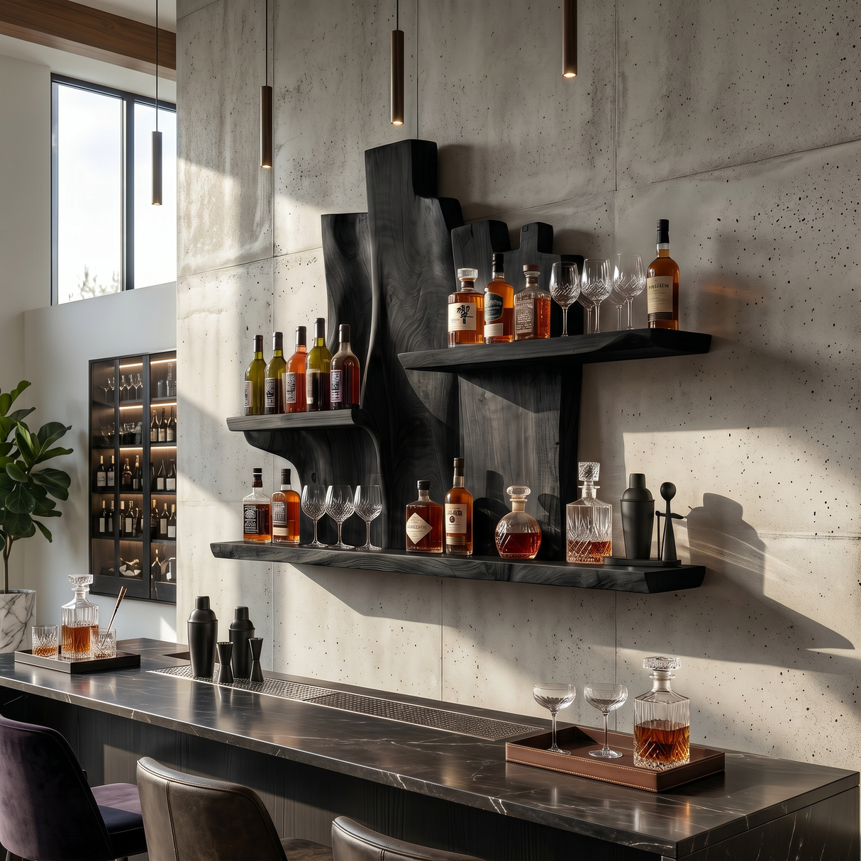 Rustic Wall WineStand For Dining Lounge Bottle Showcase Unit