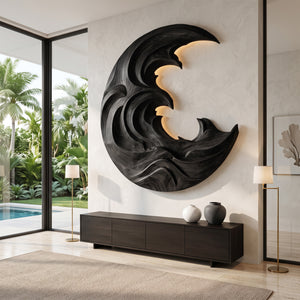 Organic Modern Wood Wave Wall Art For Living Room