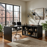 Modern Wooden Desk With Shelves For Home Office