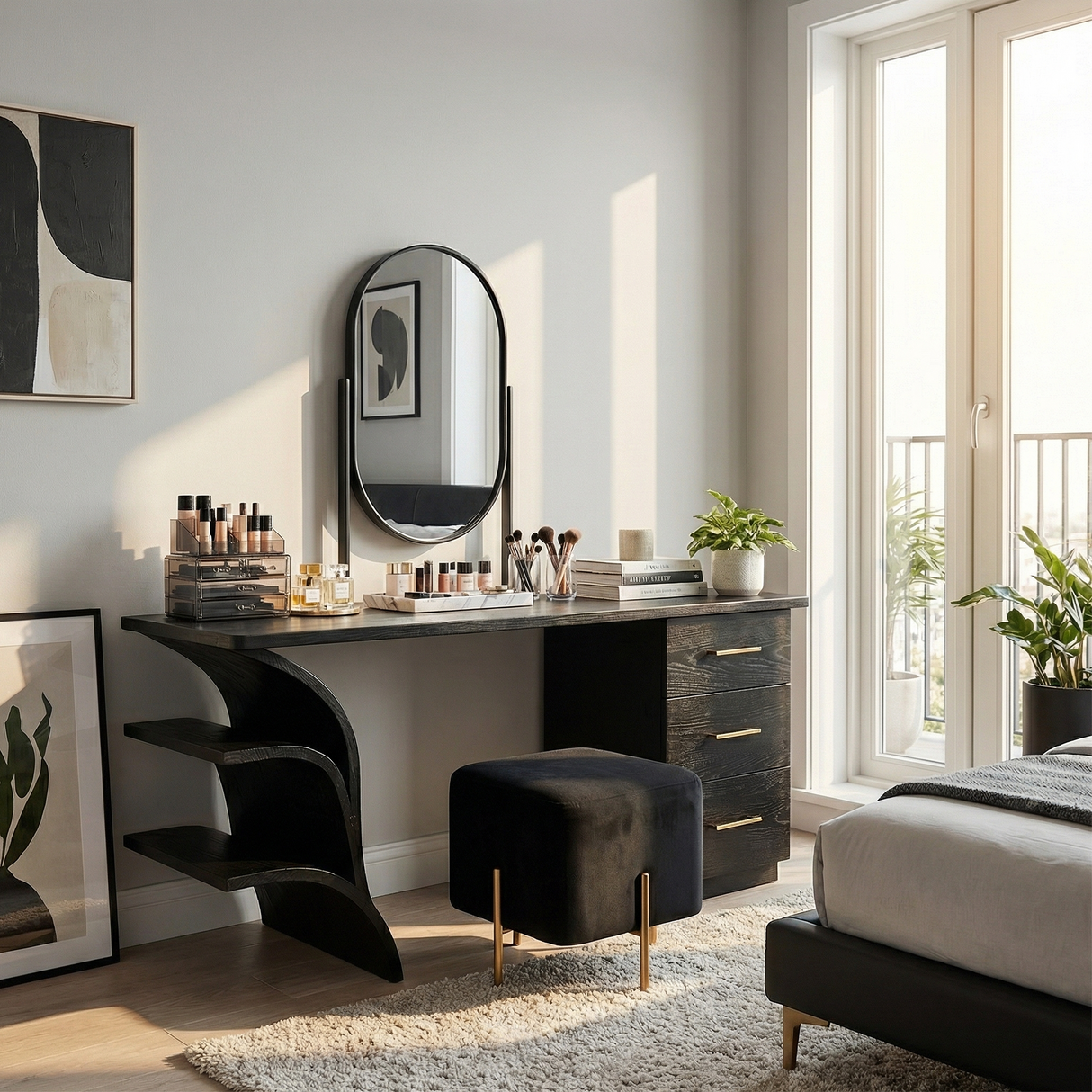 Contemporary Vanity Desk Studio Apartment Makeup Area Dressing Space