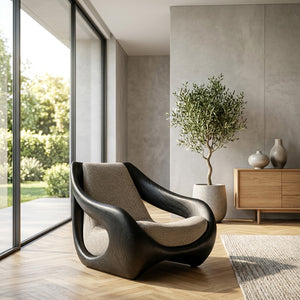 Sculptural Natural Wood Chair For Artistic Living Space