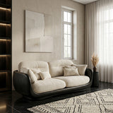 Organic Wooden Sofa With Rounded Edges For Living Room
