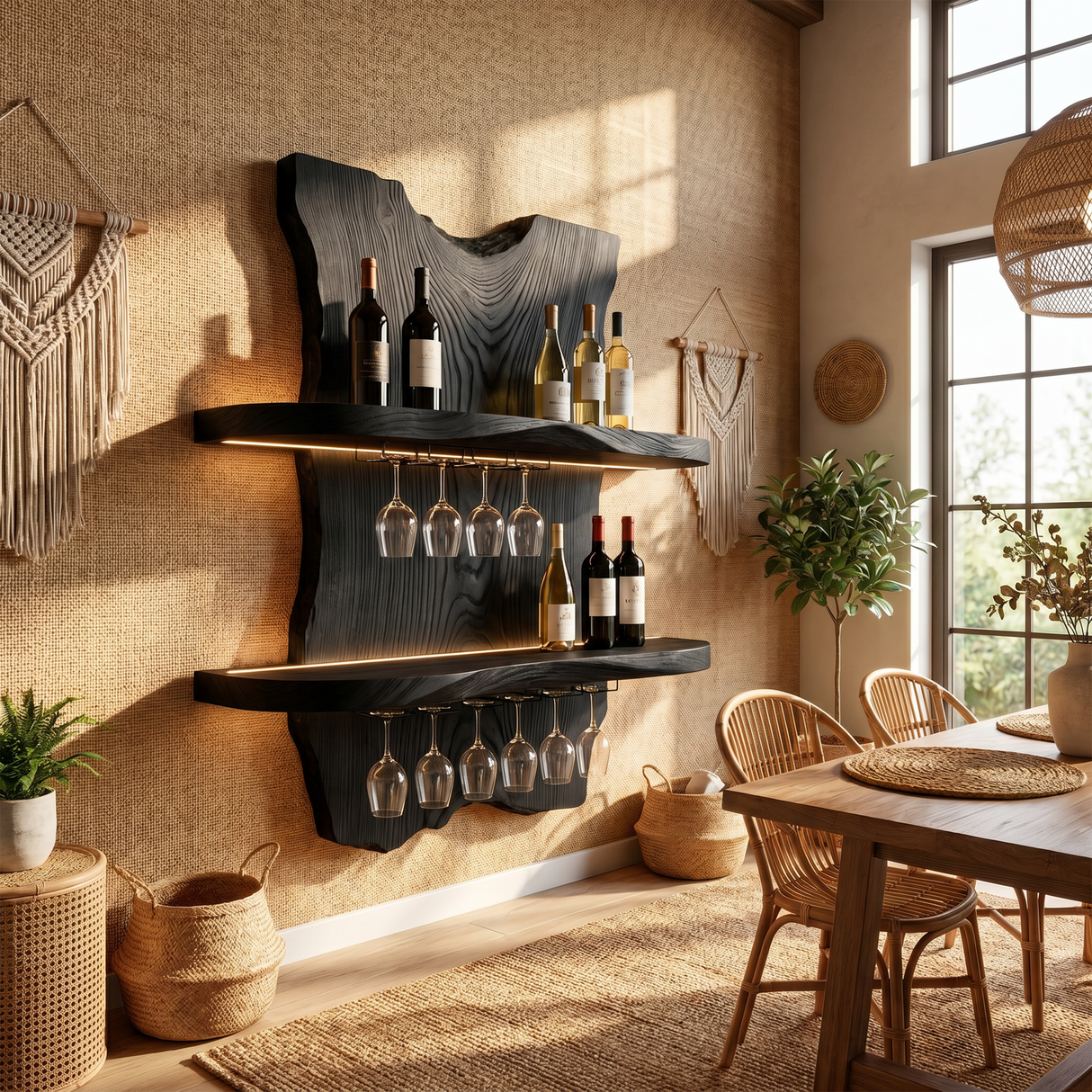 Mid Century Decorative Wine Holder For Home Bar Interior