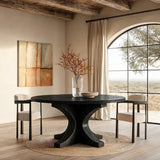 Modern Round Wooden Dining Table With Flared Base For Kitchen