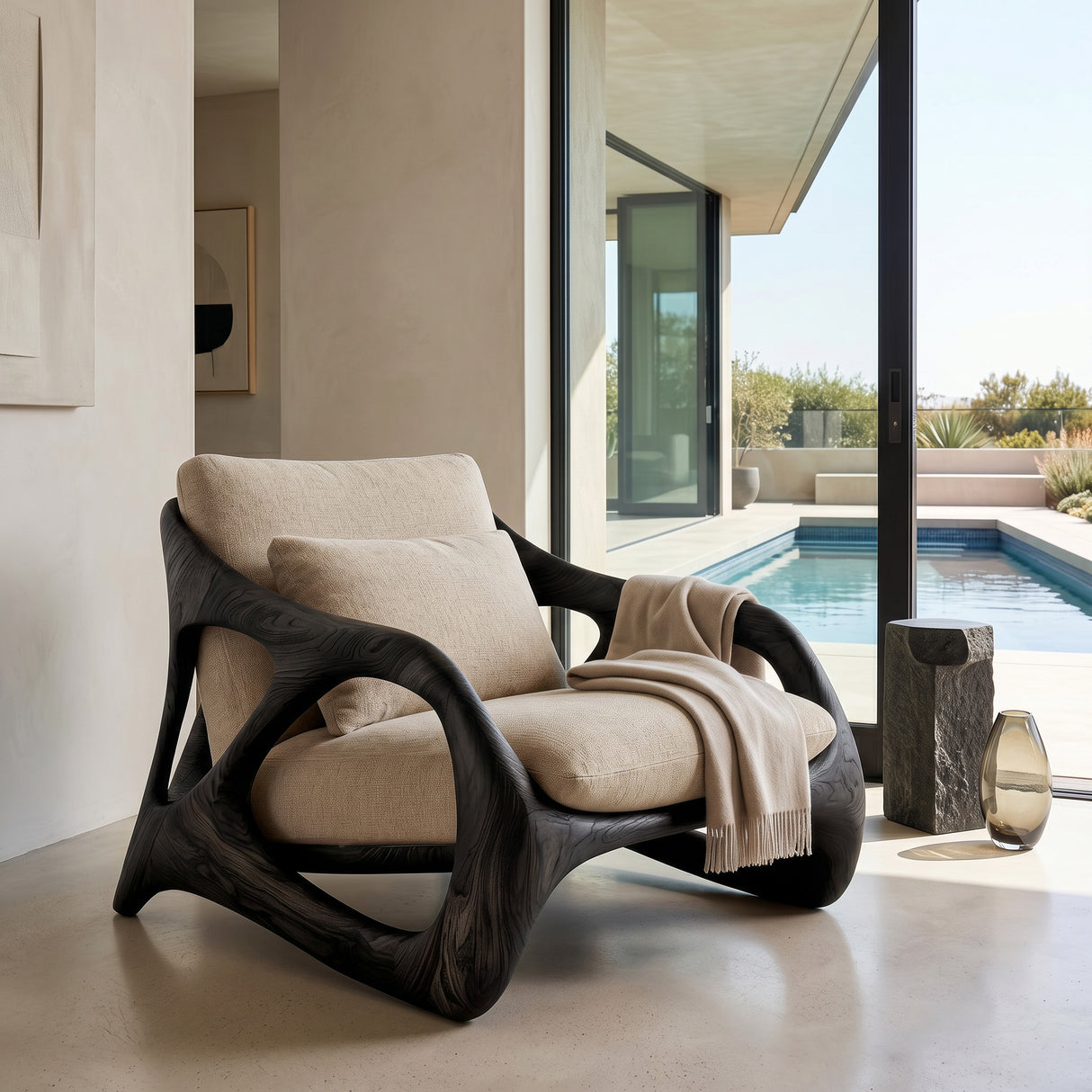 Luxury Frame Sculptural Armchair For Reading Nook