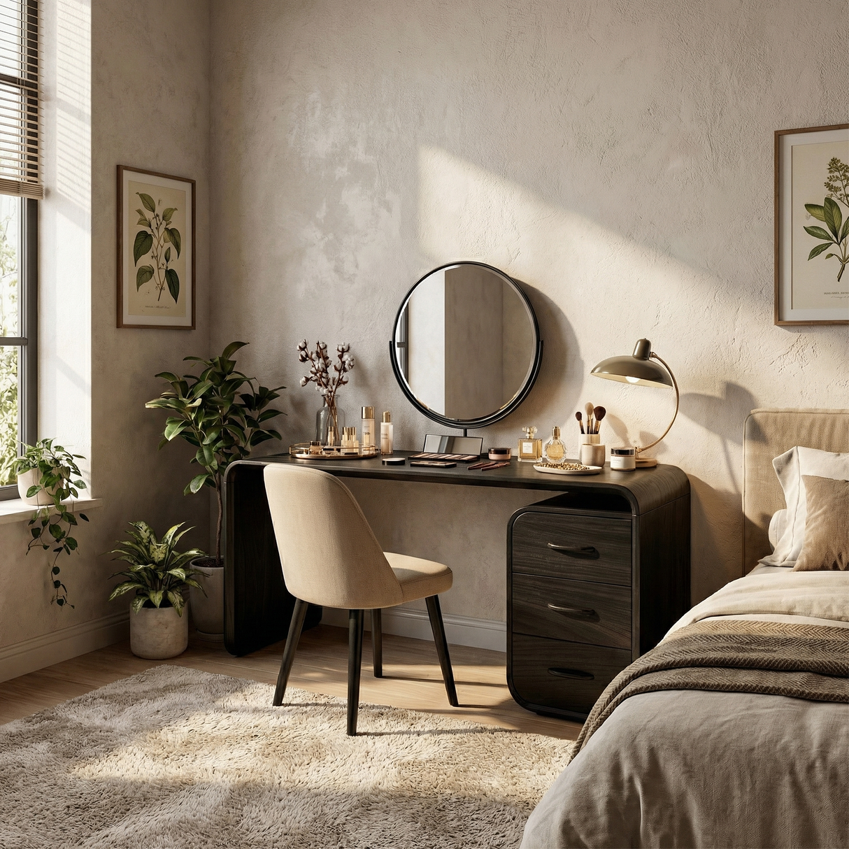 Japandi Vanity Table Walk In Closet Makeup Area Dressing Space